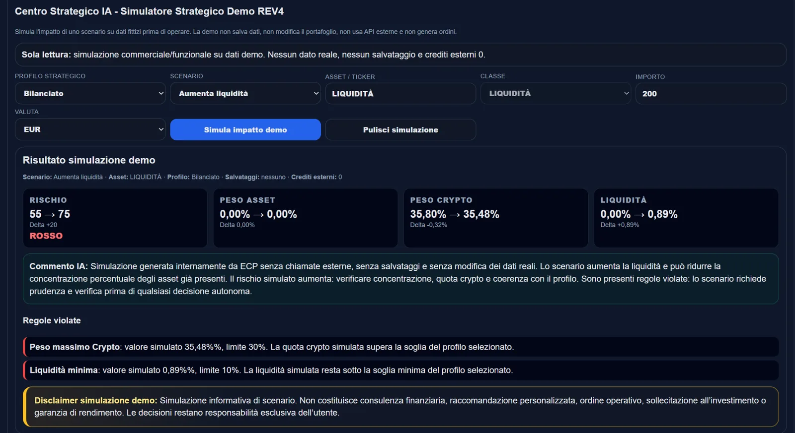 Simulatore Strategico IA Demo Public